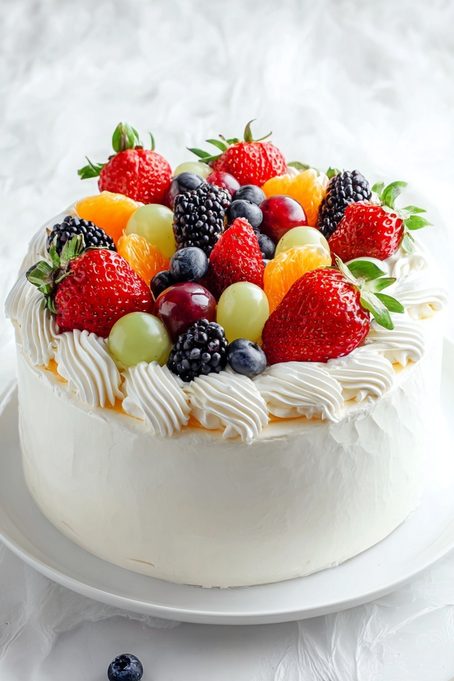 A cake with fruit on top.