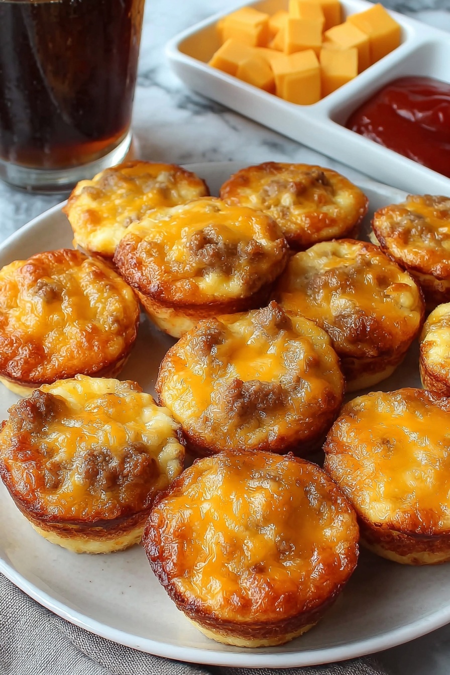 A plate of mini sausage pancakes.
