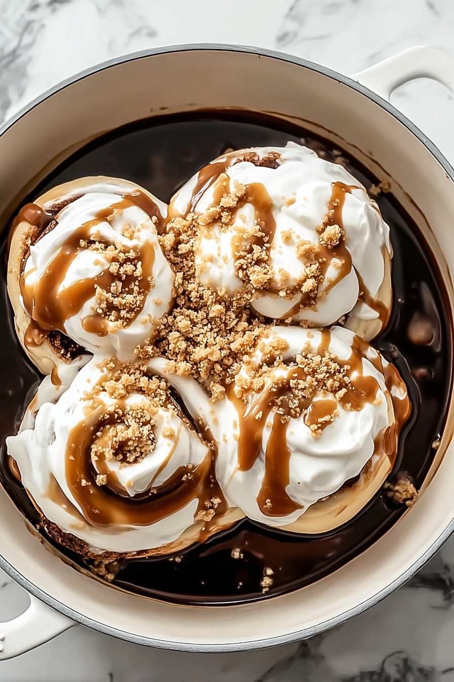 A bowl of gooey s'mores rolls.