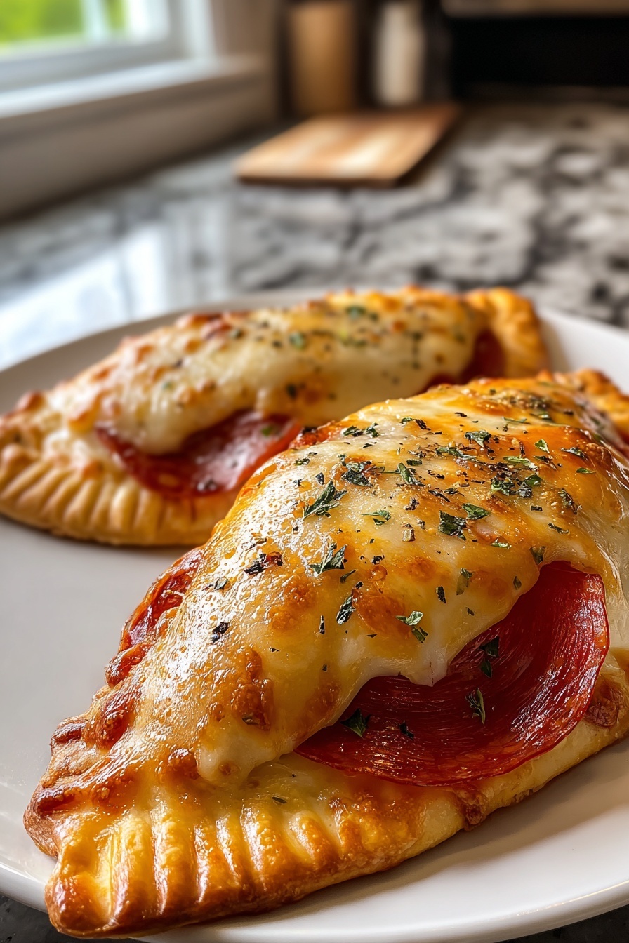 Two slices of air fryer pepperoni pizza.