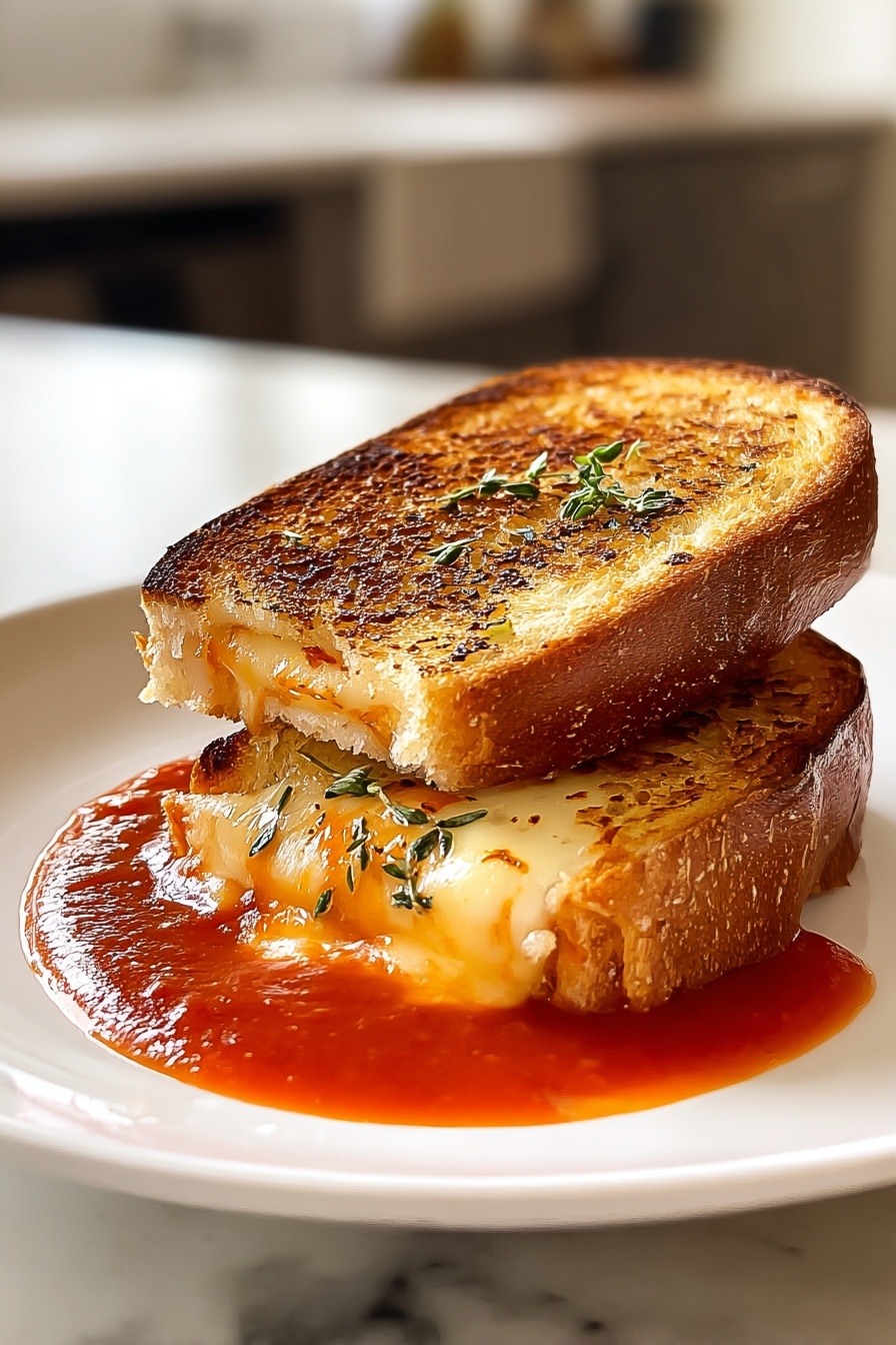 A piece of toast with cheese and herbs on it.