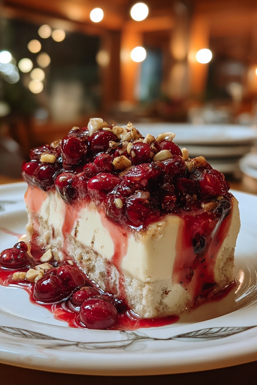 A slice of cranberry cheese log.