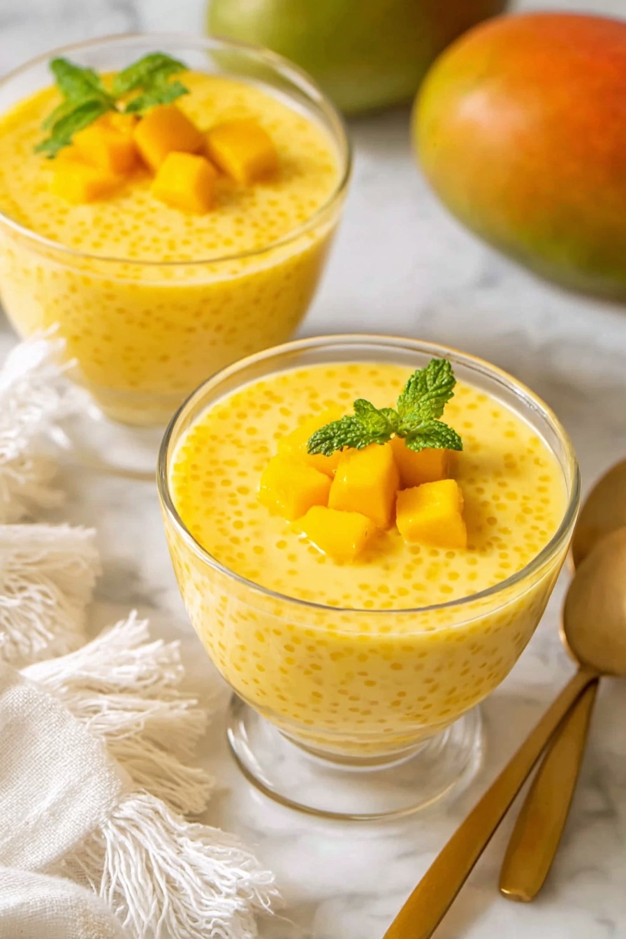 Two glasses of mango sago.