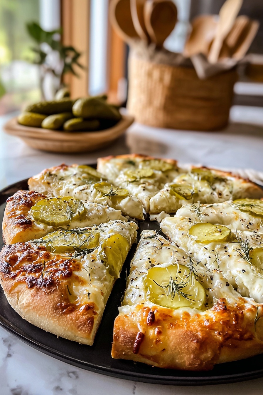 A pizza with green peppers on top.