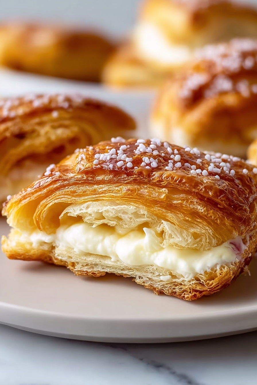 A pastry with cream cheese and sugar on top.