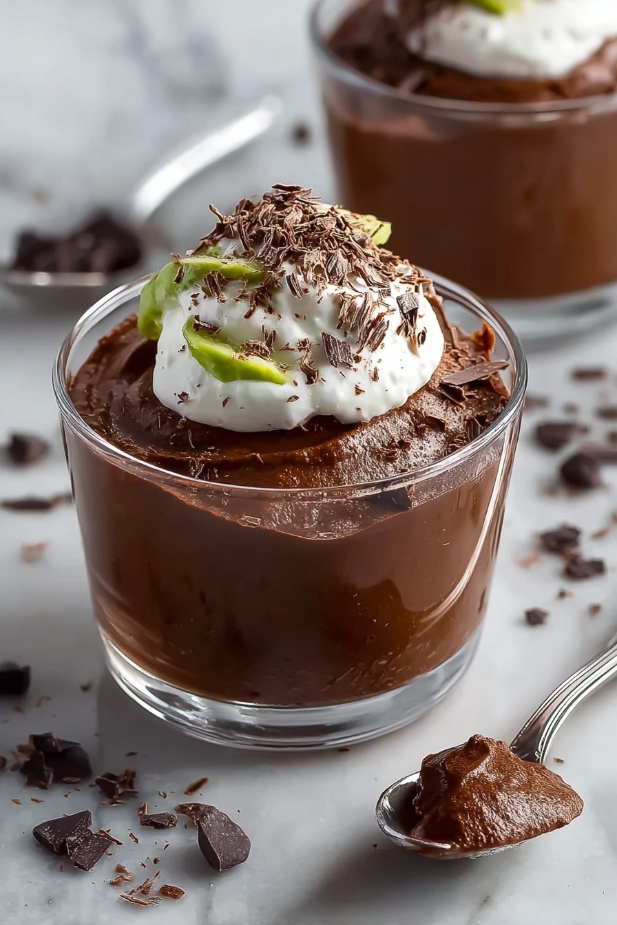 A chocolate dessert with white whipped cream on top.