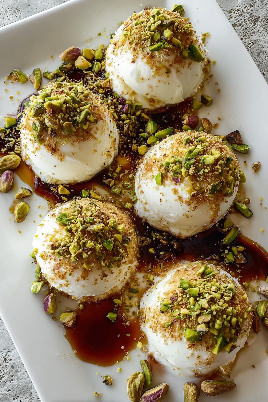 A plate of ricotta pistachio honey bites.