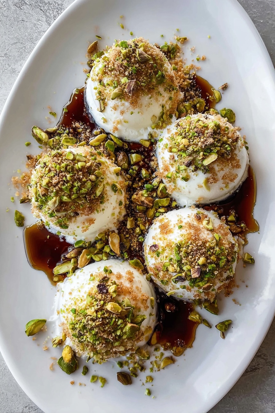 A plate of ricotta pistachio honey bites.