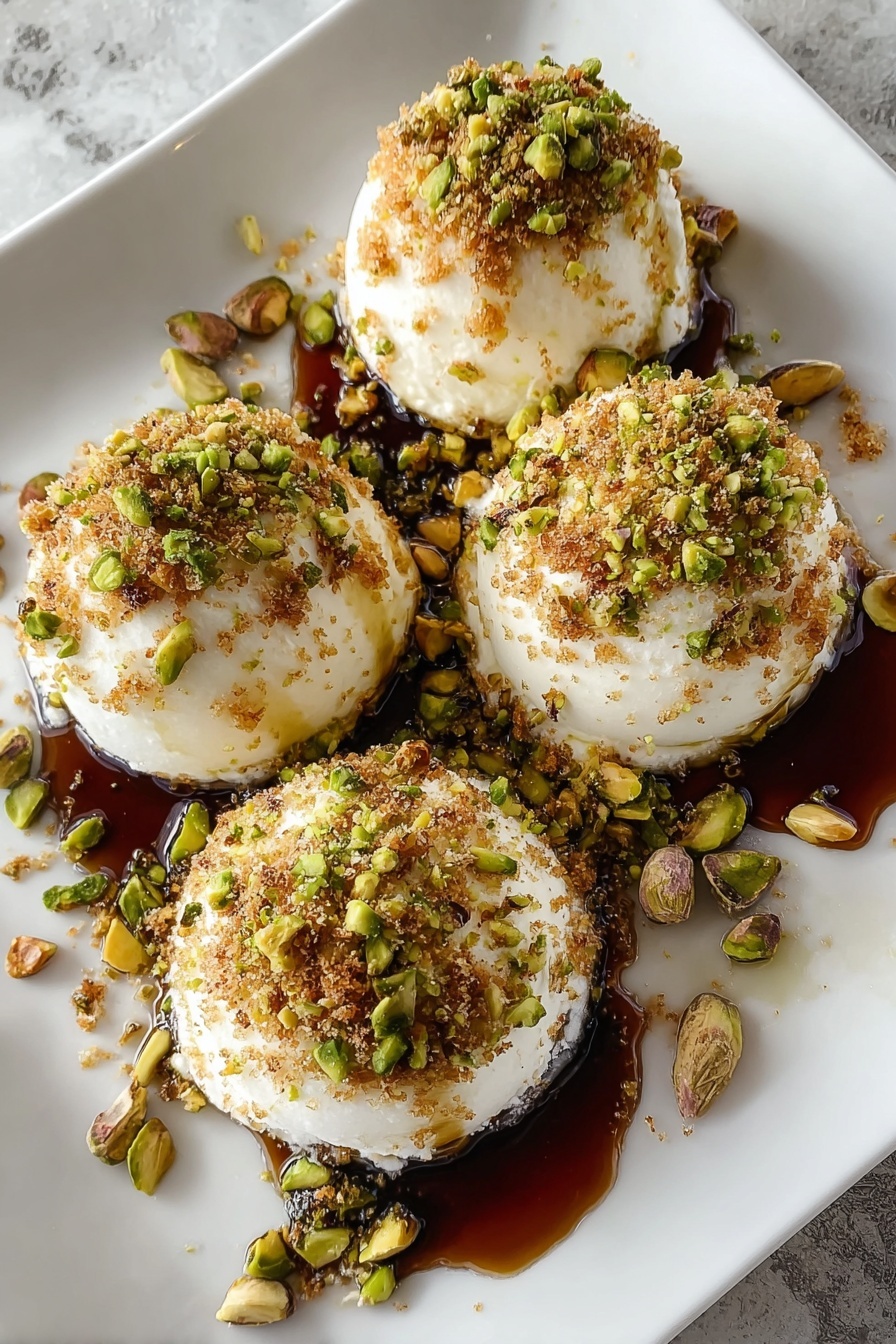 A plate of ricotta pistachio honey bites.