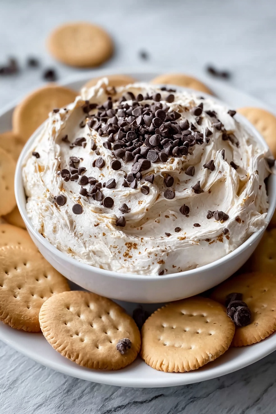 A bowl of chocolate chip cookie dough dip.