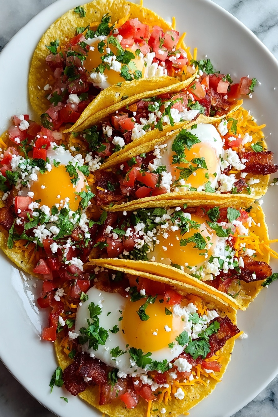 Baked breakfast tacos with eggs and tomatoes.
