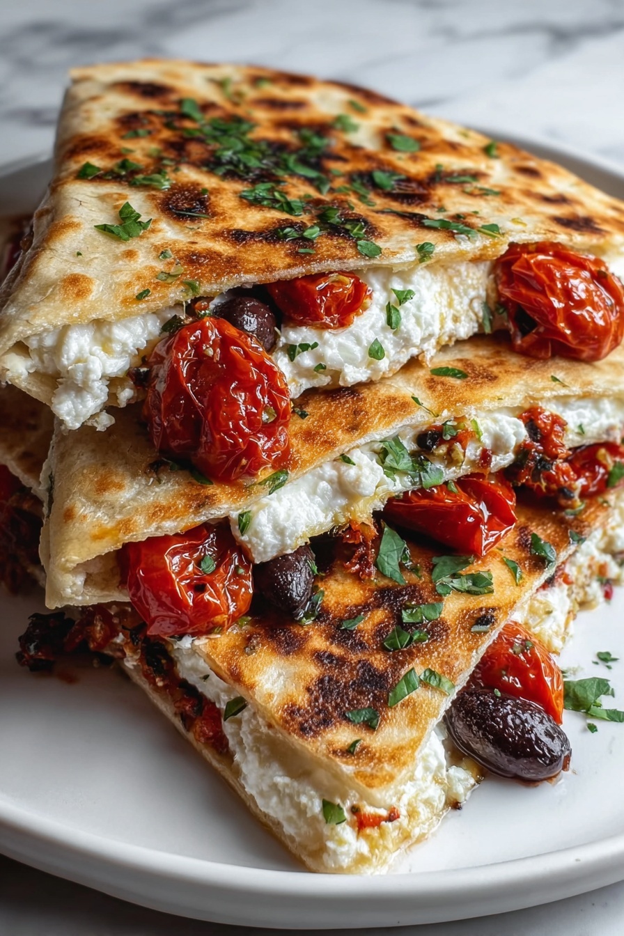 A stack of pizza with tomatoes and cheese.