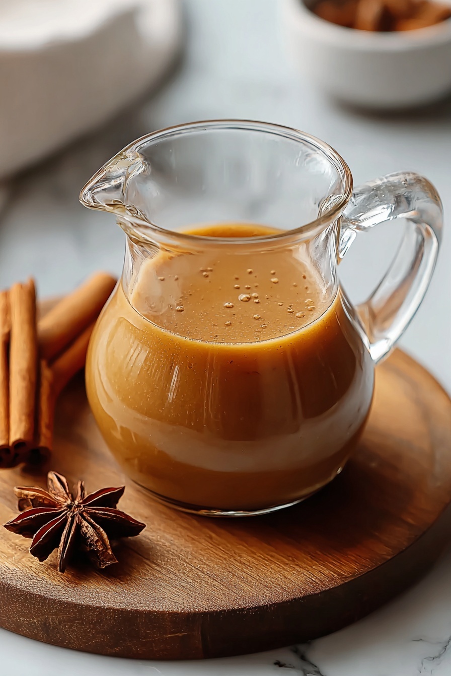 A glass of vanilla pumpkin marshmallow coffee.