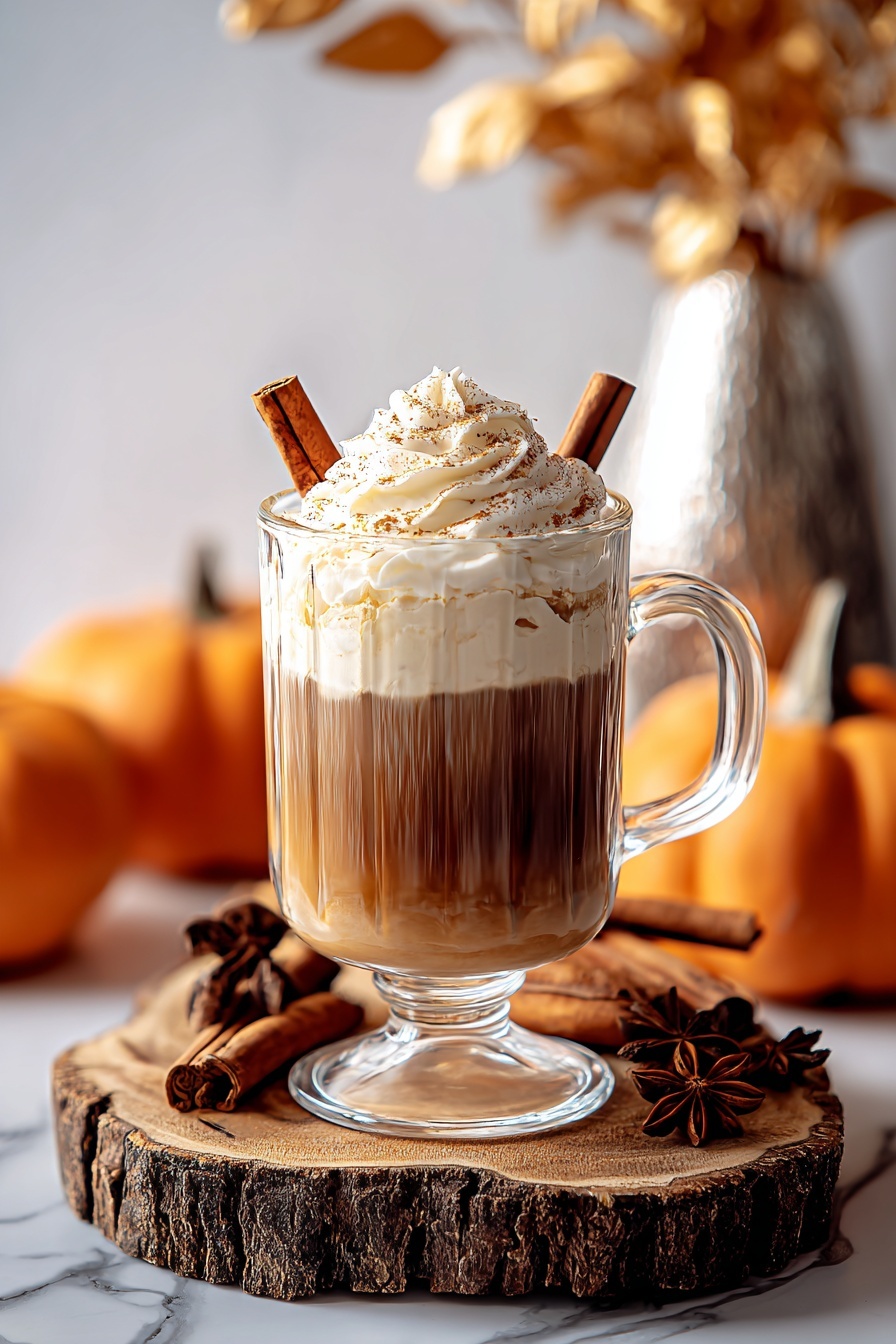 A glass of pumpkin chai iced latte.