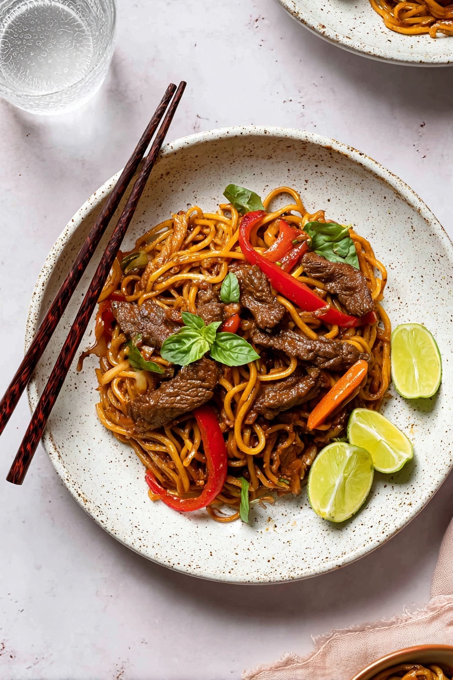 A plate of beef in oyster sauce with chopsticks.