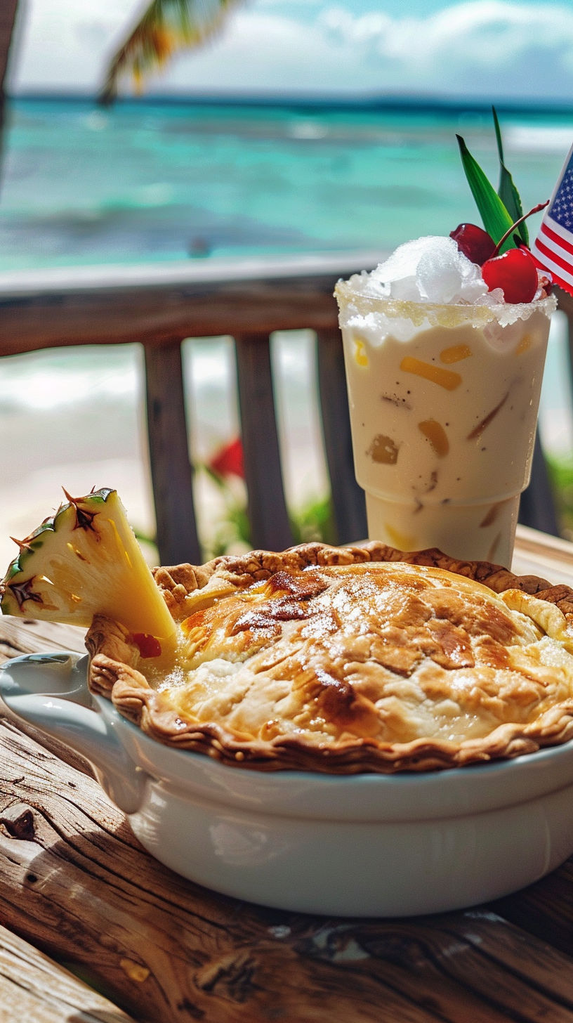 A Chicken Pot Pie and a Piña Colada Duo.