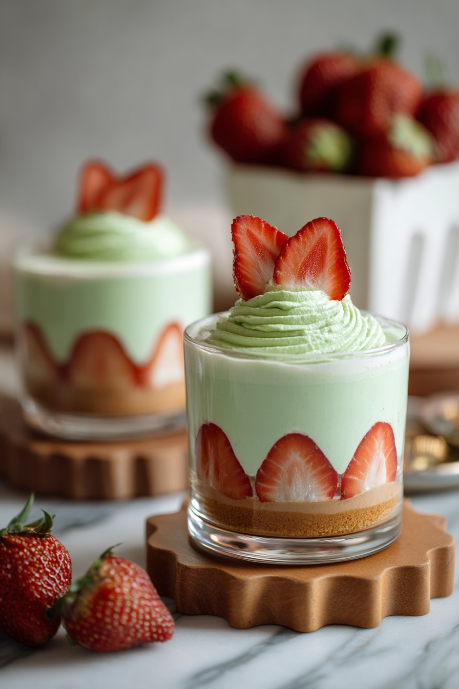 A cupcake with strawberries and whipped cream.