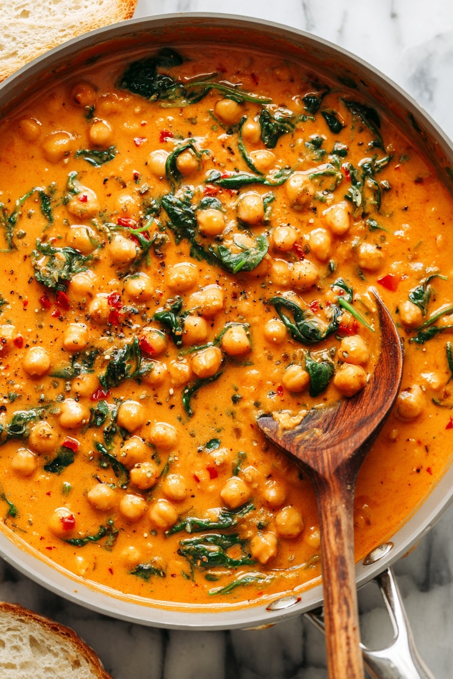 A wooden spoon in a bowl of chickpeas.