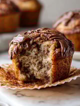 A slice of Nutella Banana Muffin.