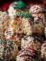 A plate of Christmas Rice Crispy Treats.