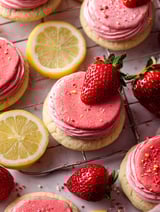 A cookie with a slice of lemon on top.