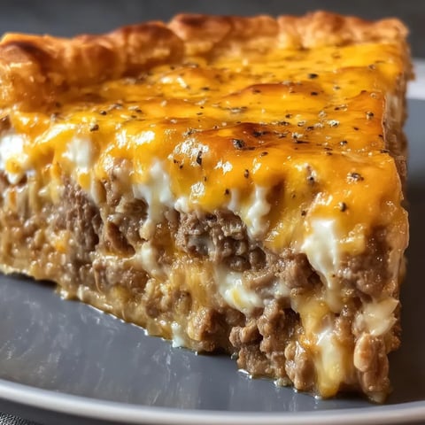 A tasty portion of beefy cheese pie.