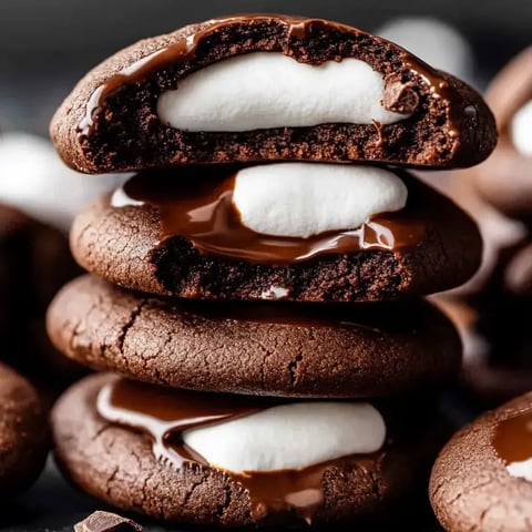 Chocolate chip cookies with white frosting.