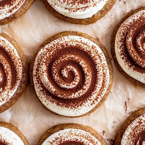 A close up of a chocolate swirl dessert.