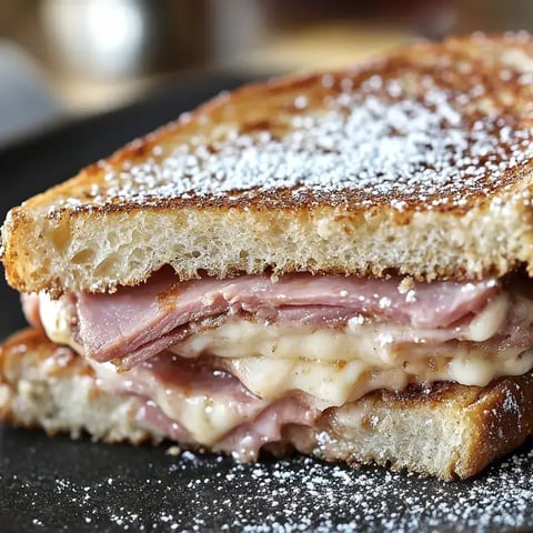 A sandwich with meat and cheese on a plate.