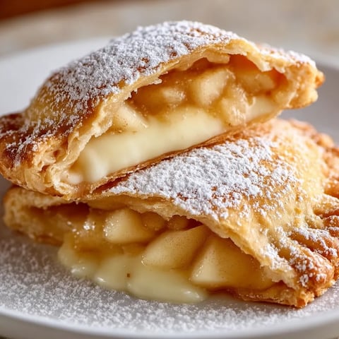 Two pieces of pastry with powdered sugar on a plate.