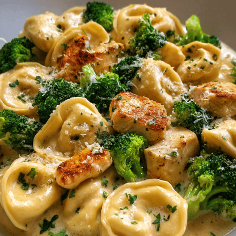 A plate of pasta with broccoli and chicken.