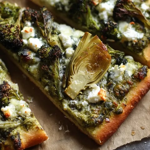 Broccoli-topped pizza slice on a plate.