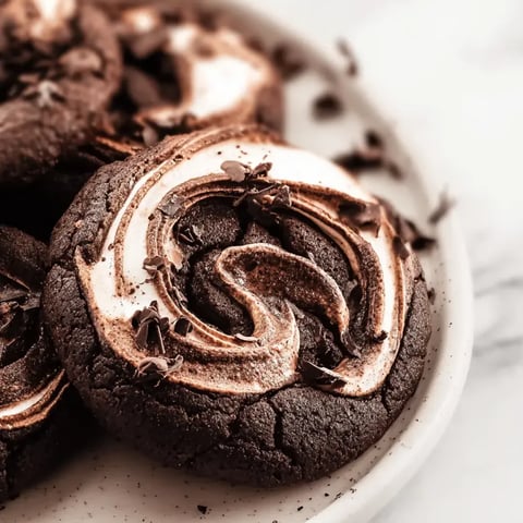 A platter stacked with cookies topped by white swirl frosting.