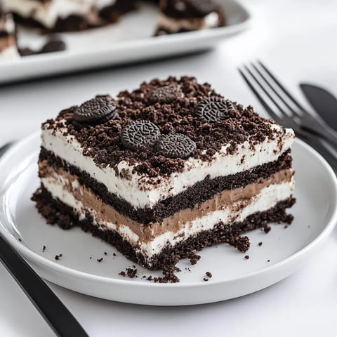 A chocolate dessert slice with extra chips on top.