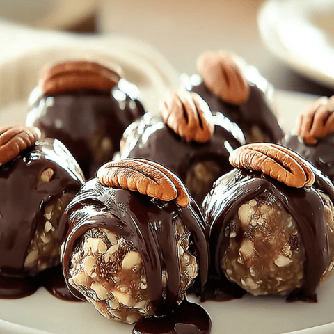 Chocolate covered nuts on a plate.