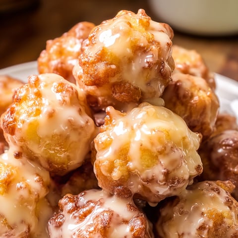 Glazed donut bites stacked up on a plate.