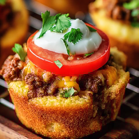 A mini sandwich topped by a tomato.