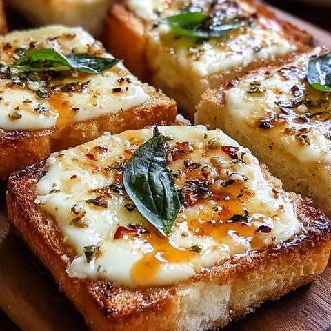 A toasted slice loaded with cheese and fresh herbs.