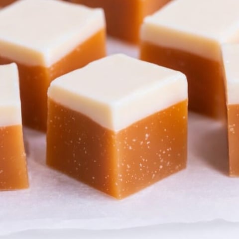 A square of cake with white icing.