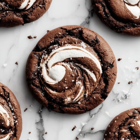 Chocolate cookies with white frosting.