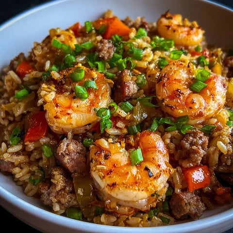 A bowl of rice with shrimp and vegetables.