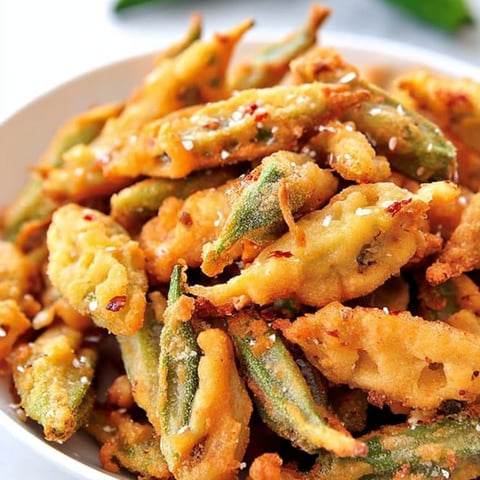 A bowl of fried green beans.