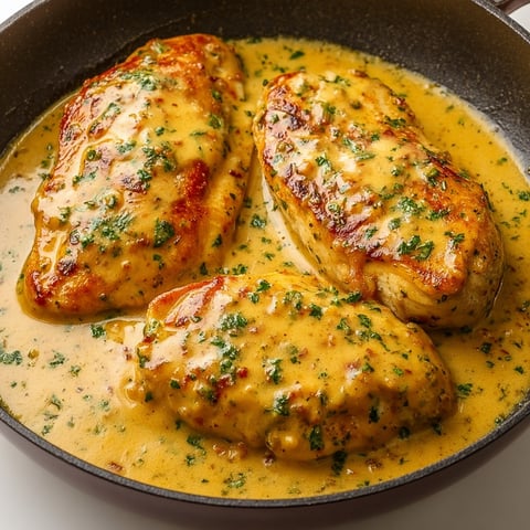 Chicken in a pan with sauce.