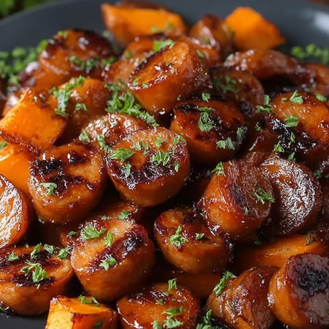 A plate of food with a green garnish.