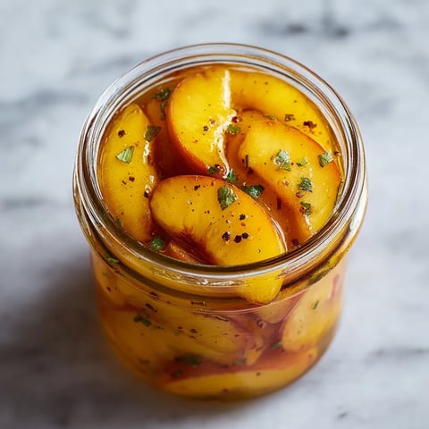 Jars full of spiced peaches sitting together.