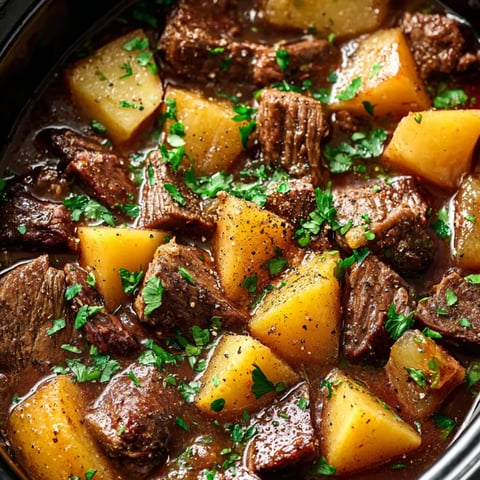A bowl full of beef, cheesy potatoes, and fresh green onions.