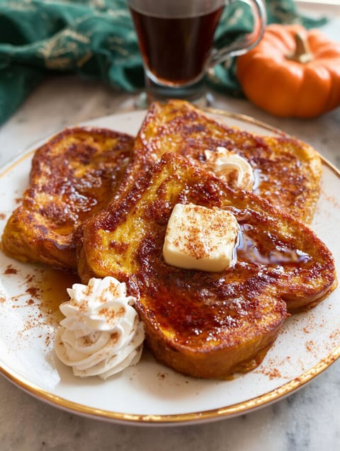 French toast with butter and syrup.