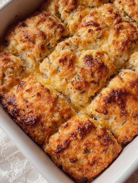 A dish of biscuits with butter and herbs.
