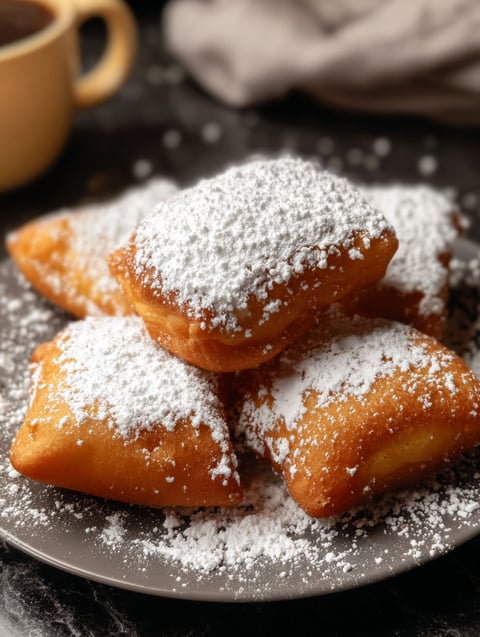 A plate of vanilla French beignets.