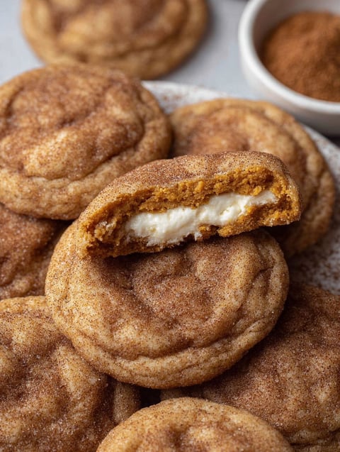 A plate of pumpkin cheesecake cookies.